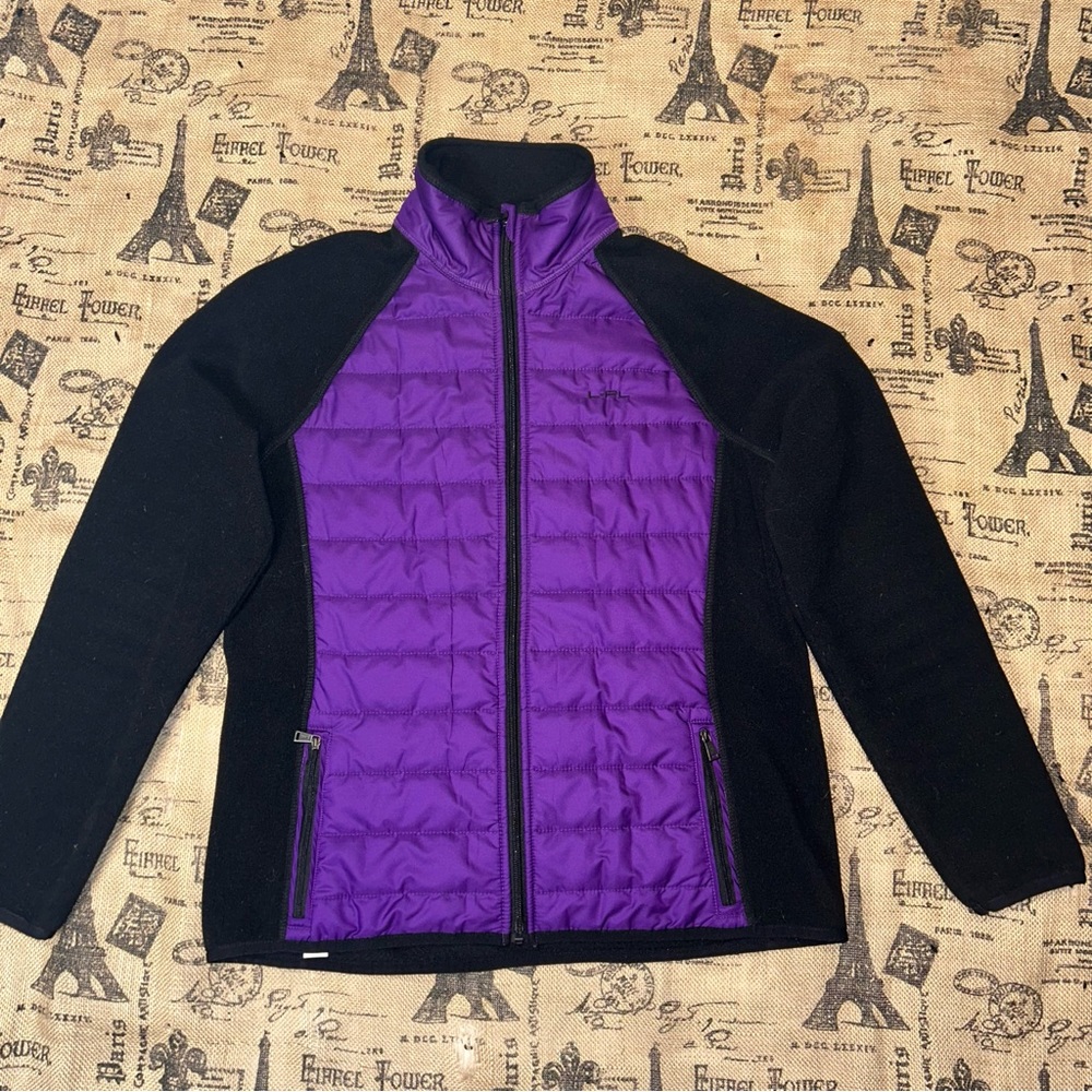 Lauren Ralph Lauren Active Womens Purple/Black Zip Down Jacket Size L
